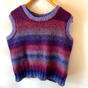 Handknit chunky sweater vest medium multicolour